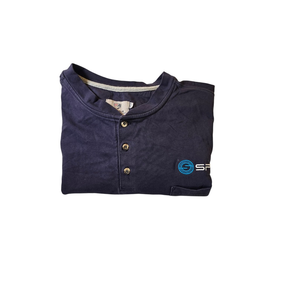 Tyndale FR Flame Resistant Henley Shirt Mens 2XL Navy Blue Long Sleeve SPL Logo - Picture 7 of 7